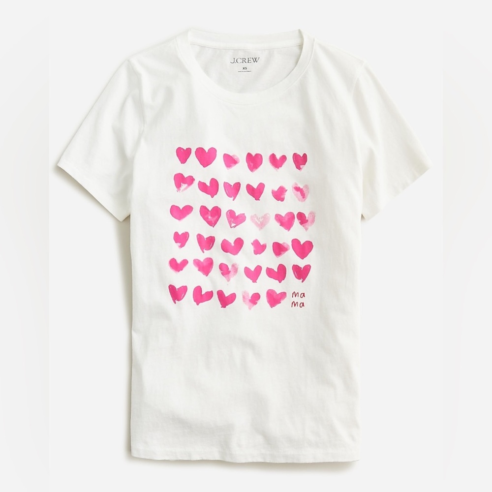 J. Crew Classic-fit Mother's Day graphic T-shirt Tee with Pink Heart Pattern